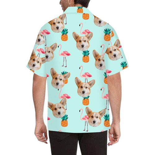 Custom Face Pineapple and Flamingo Men's All Over Print Hawaiian Shirt
