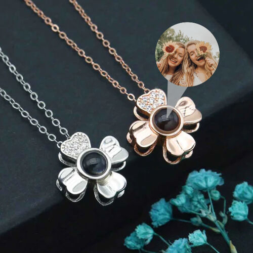 Sterling Silver Personalized Beautiful Petal Picture Projector Necklace Gift