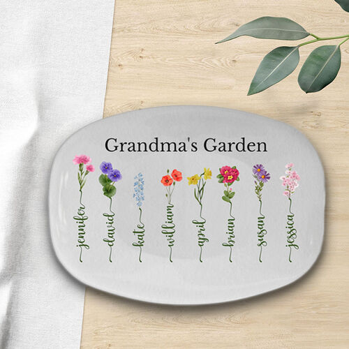 Piastra personalizzata con il nome e il fiore di nascita: un regalo fantastico per la nonna