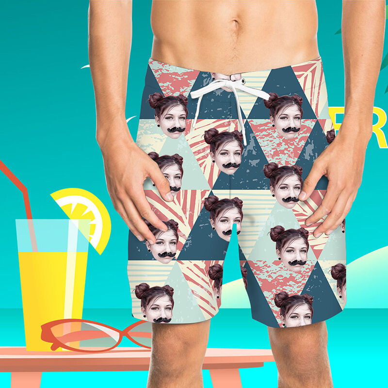 Custom Face Triangle Men's Beach Shorts