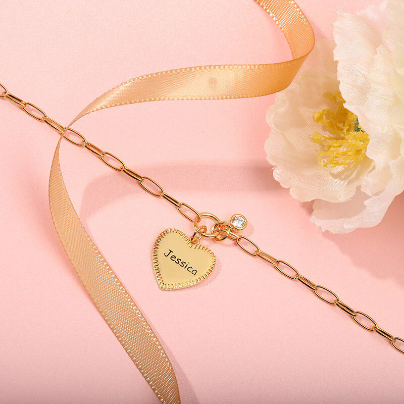 Herz-Anhänger Gliederarmband mit Diamant