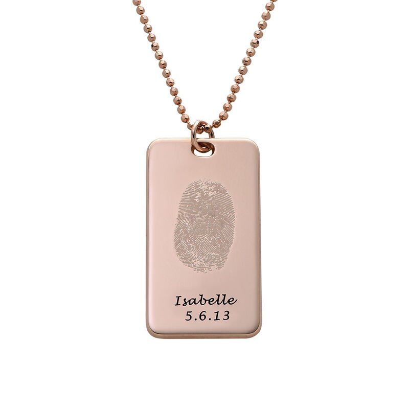 Personalized Fingerprint Jewelry Engraved Name & Birthdate Necklace