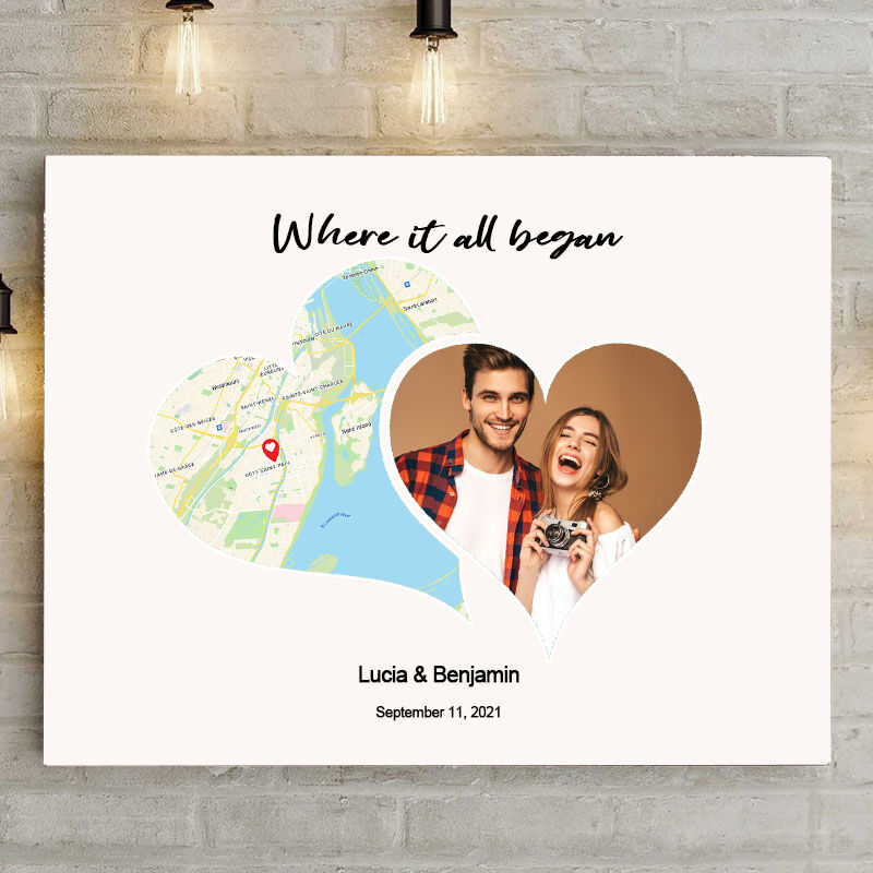 Personalized Love Map Frame Creative Gift for Sweet Lovers