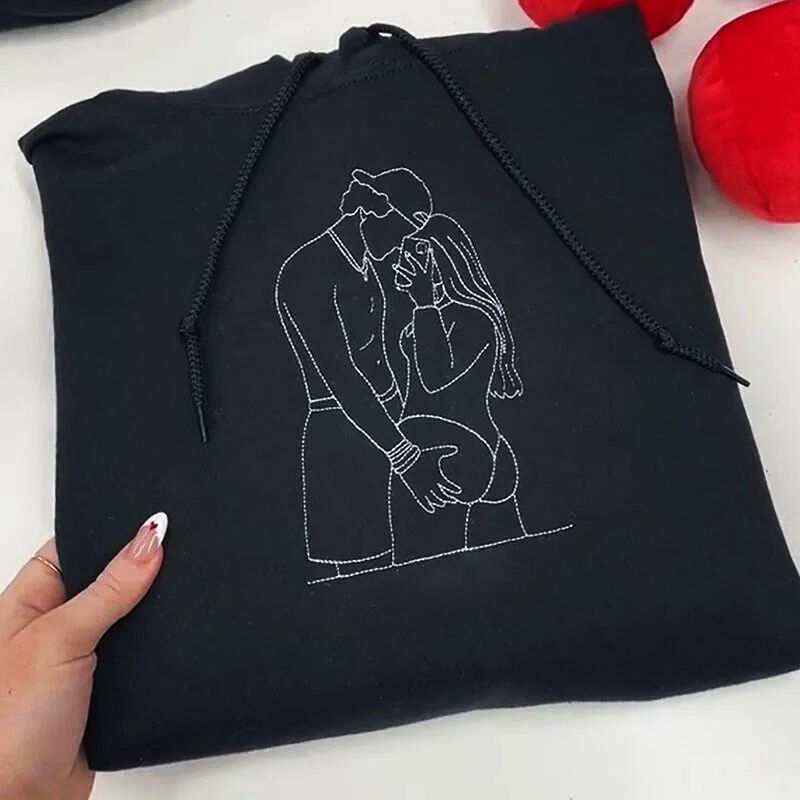 Sudadera con capucha personalizada bordada personalizada con foto picante para novio