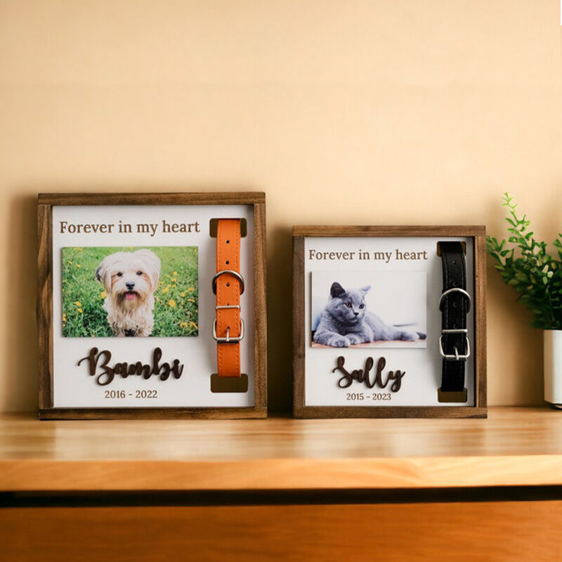 Personalized Pet Collar Photo Frame Memorial Gift For Cute Pets