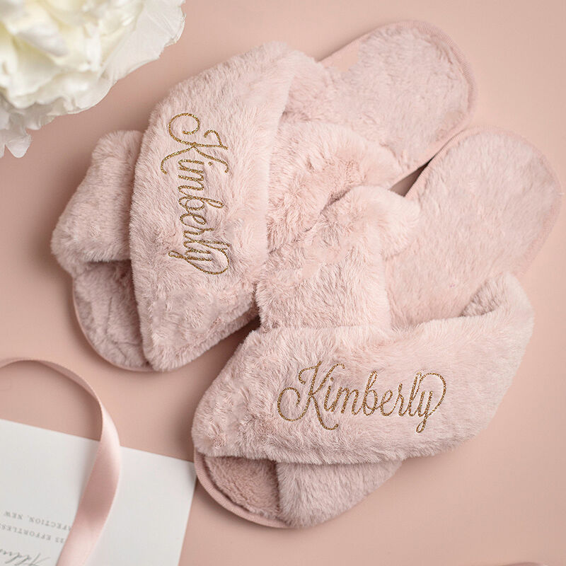 Personalisierte Flauschige Hausschuhe Slipper mit individuellem Text Exquisites Geschenk für Freundin