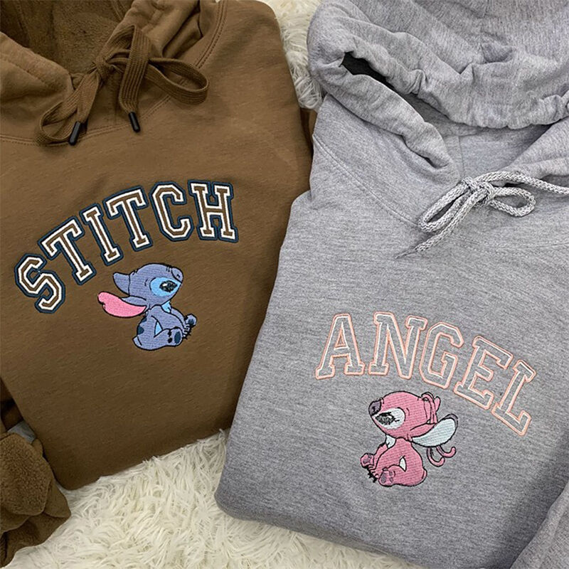 Sudadera con capucha bordada de dibujos animados y diseño de ángeles Regalo perfecto para parejas