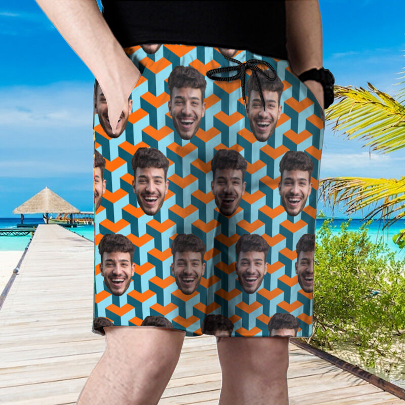 Personalized Picture Men's Beach Shorts Unique Gift for Dear Family