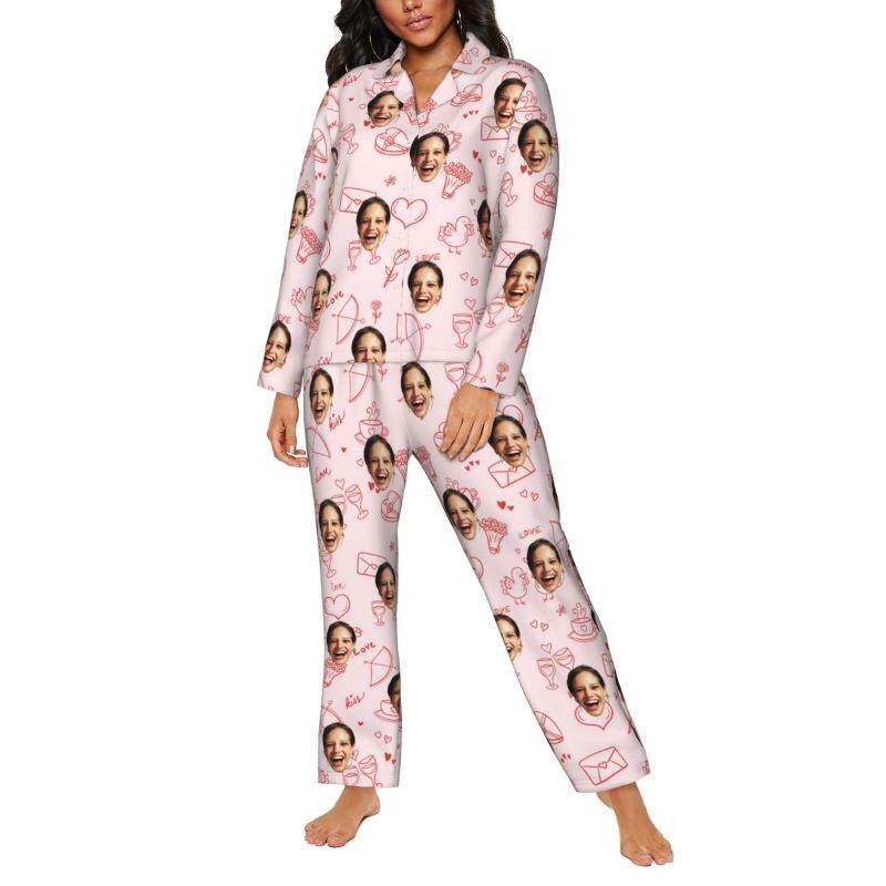 Personalisierte Pyjamas benutzerdefinierte Foto einfache niedliche kleine Muster Design Adorable Geschenk für Sie