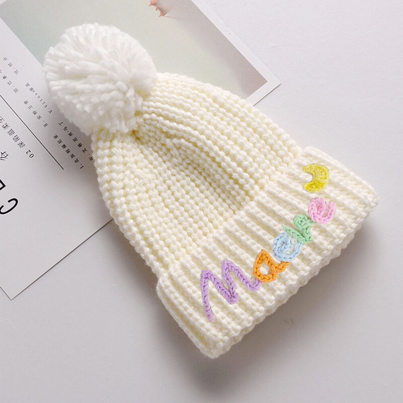 Bonnet tricoté personnalisé avec nom brodé en couleur Cadeau de Noël pour bébé