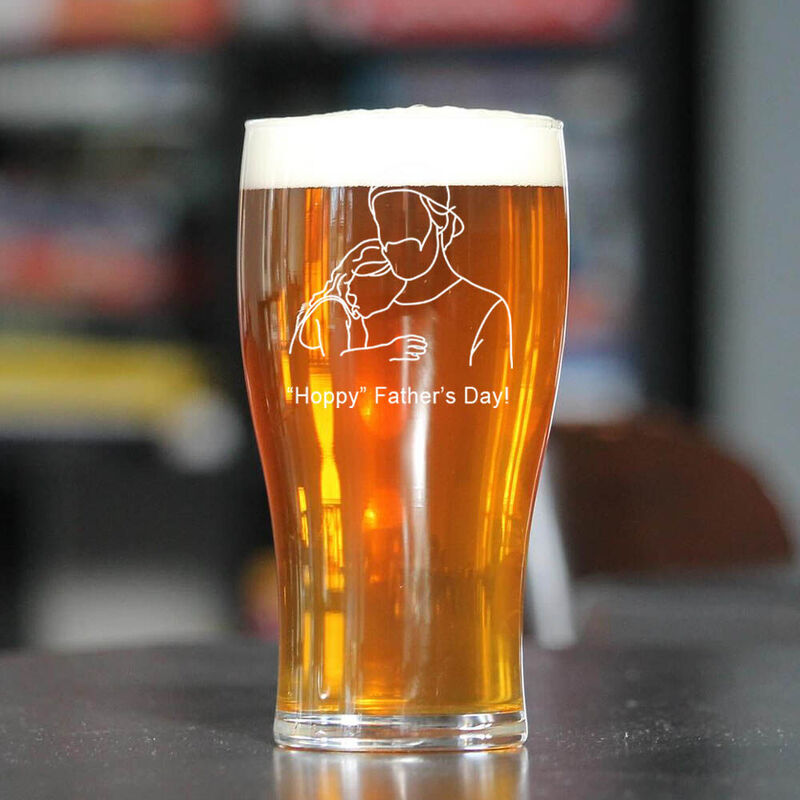 Personalized Picture Beer Glass with Custom Text Funny Present for Father's Day