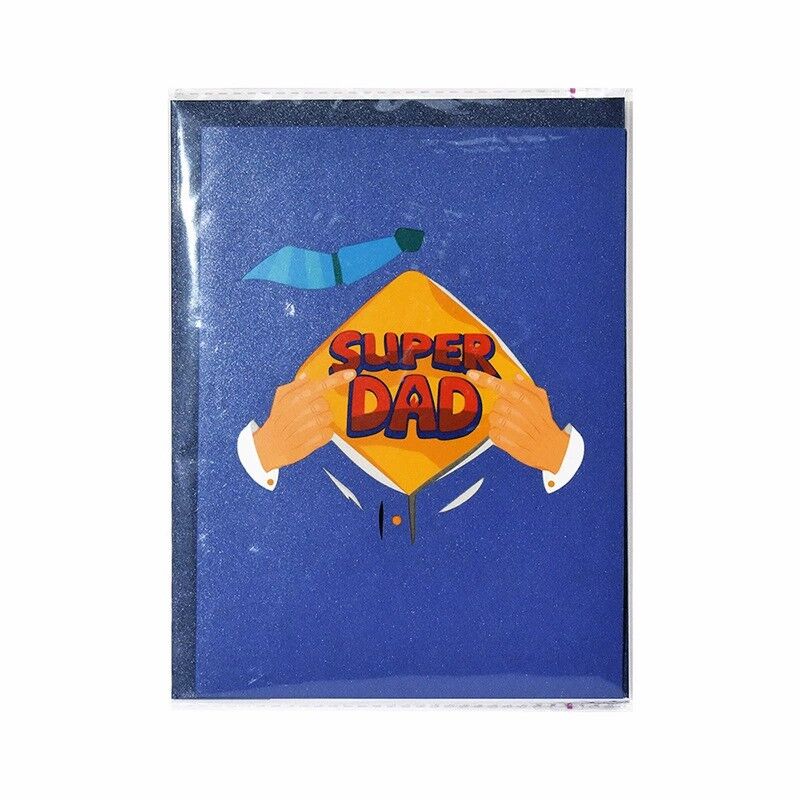 3D Pop Up-kort Super Dad Play Slide Rolig design Kreativ fars dag gåva