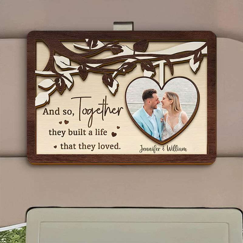Clip de visière de voiture personnalisé Photo de couple personnalisé Cadeau d'anniversaire pour la femme.