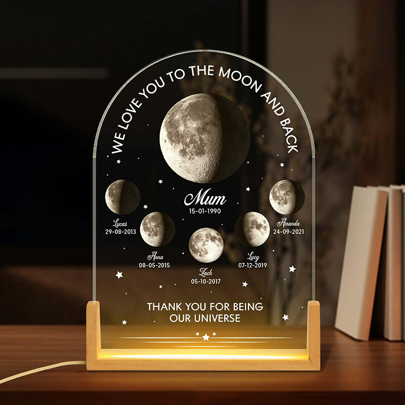 Personalized Moon Phase Picture Night Light with Custom Name Funny Present for Parents