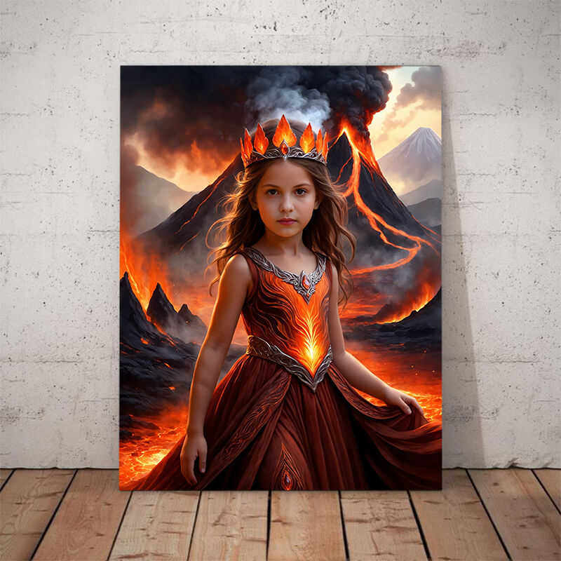 Personalized Volcano Queen Portraits with Custom Face Swap Wonderful Gift for Kids