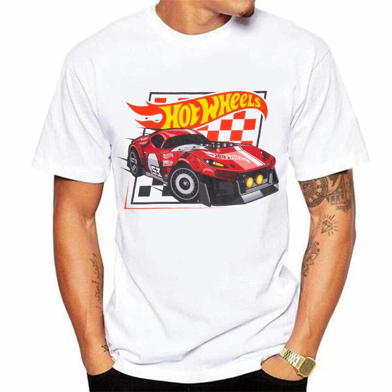 Personalized T-shirt Hot Wheels Red Cool Racing Car Pattern Design Perfect Gift for Car Lovers