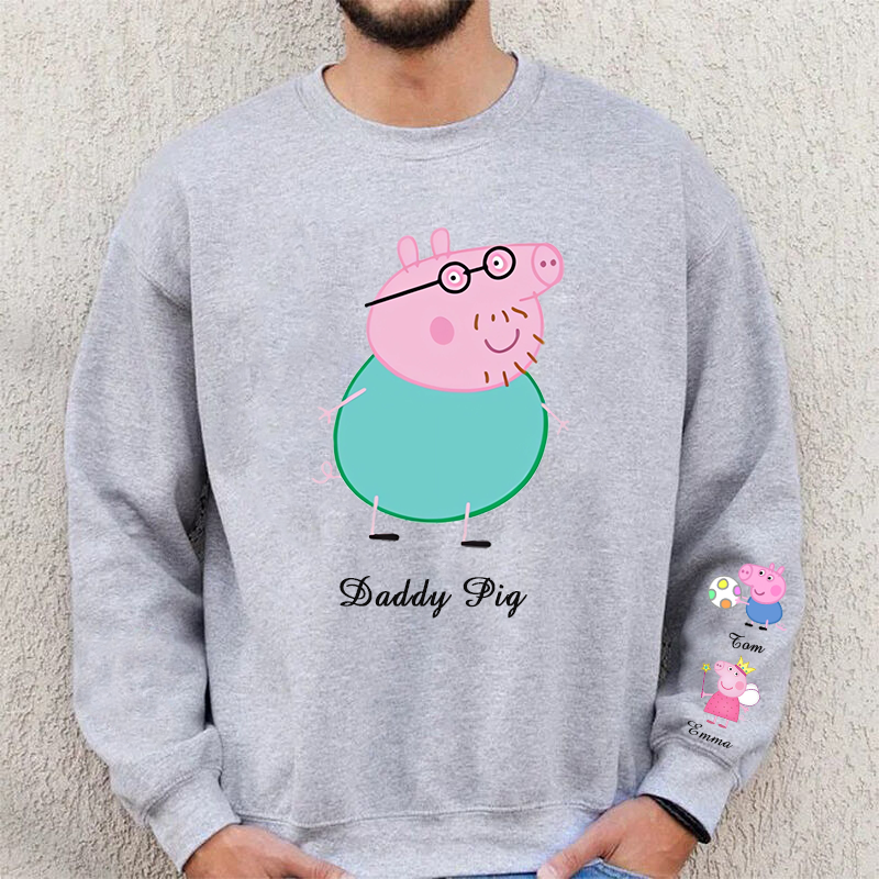 Personalized Sweatshirt with Cartoon Pictures Cute Gift for Father's Day