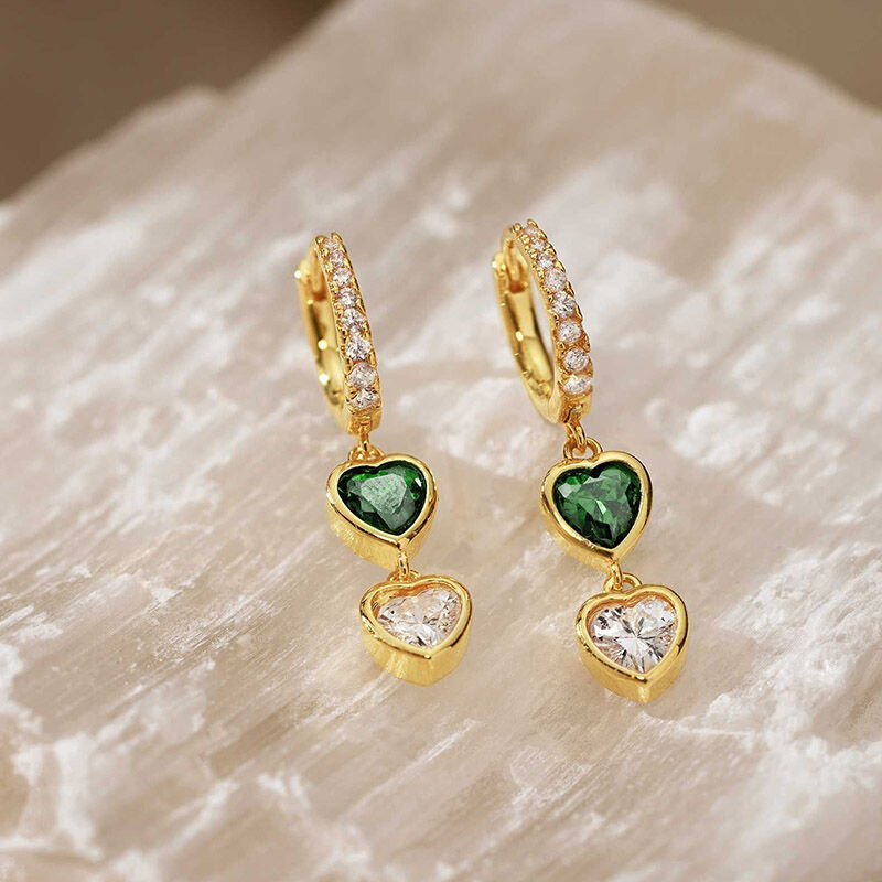 Personalized Heart Birthstone Earrings Special Gift for Grandma