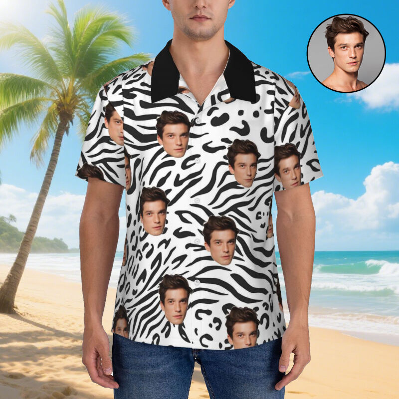 Personalized Hawaiian Shirt Zebra Print Couple Short Sleeves Look for Vacation