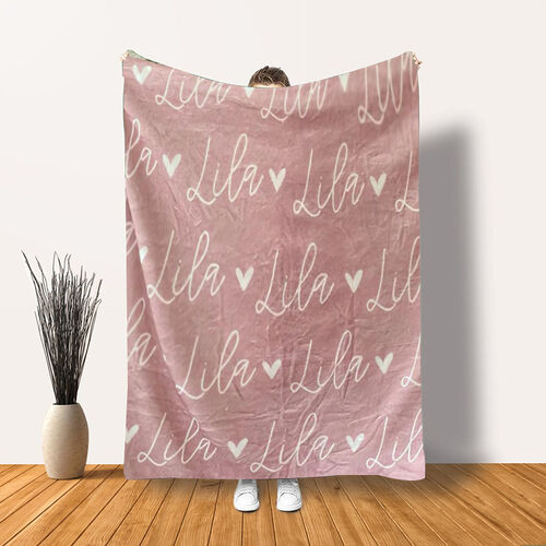 Coperta Invernale Flanella Personalizzata con Nome Rosa