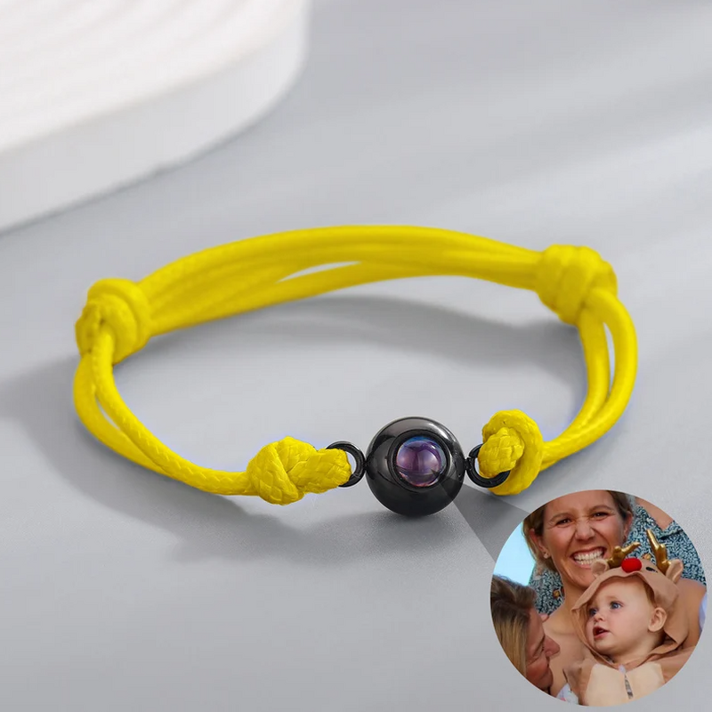Custom Photo Bracelet with Yellow Cord