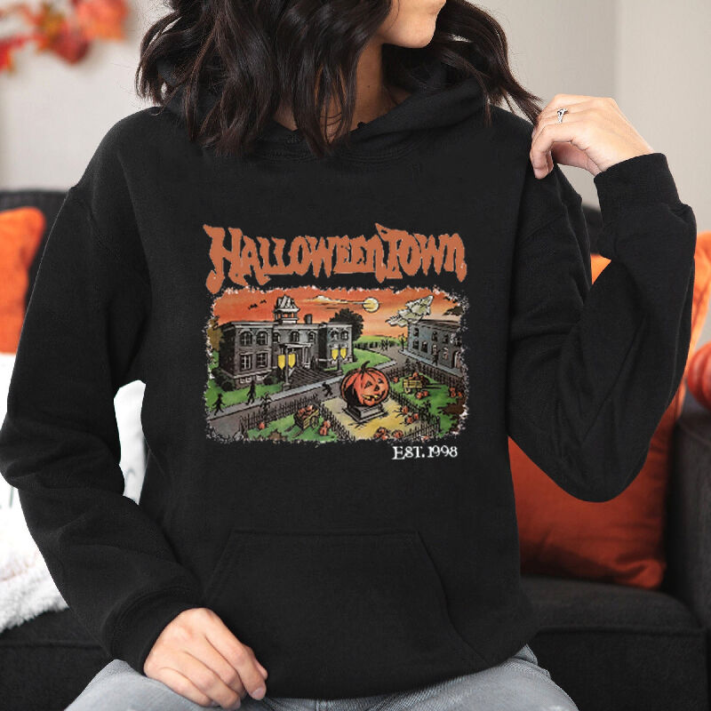 Personalized Date Hoodie with Super Halloweentown Pattern Creative Gift for Women