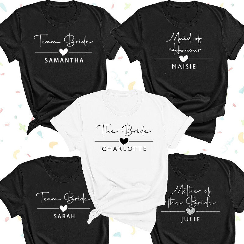 Personalized T-shirt Bride Fun Bachelorette Shirts with Custom Name Gift for Friends