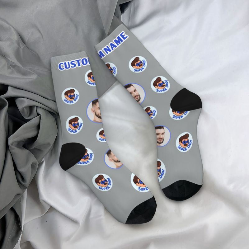 "Super Dad" Personalized Face Socks for Father's Day