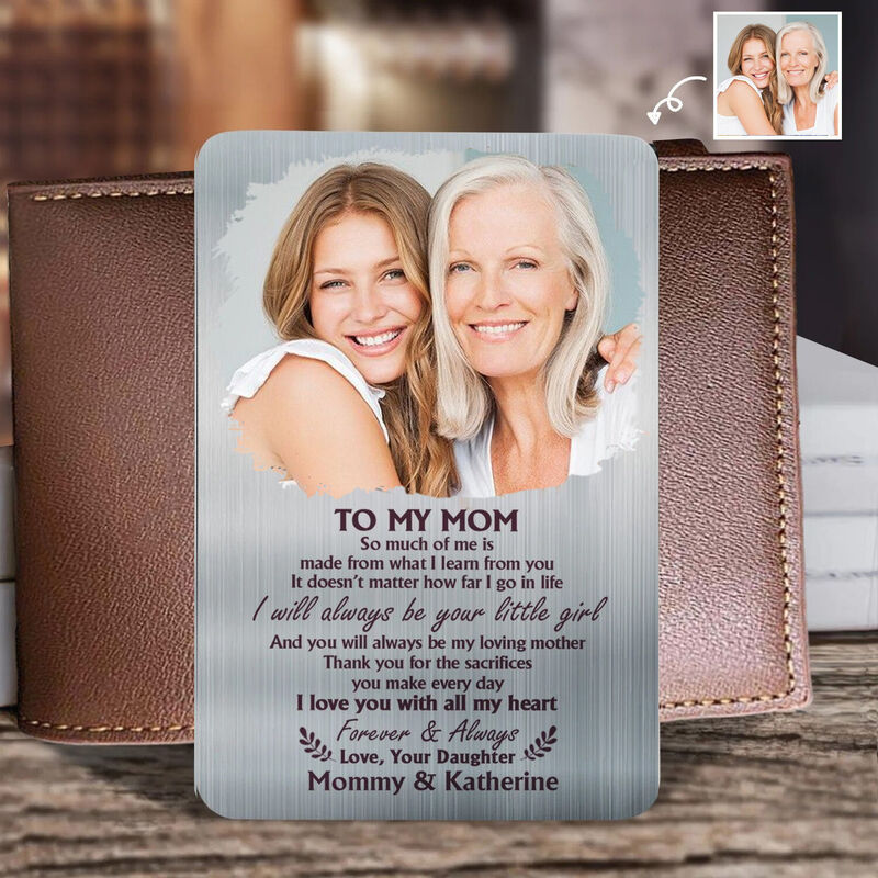 Personalized Aluminum Wallet Card Customized Photo Warm Gift For Mom