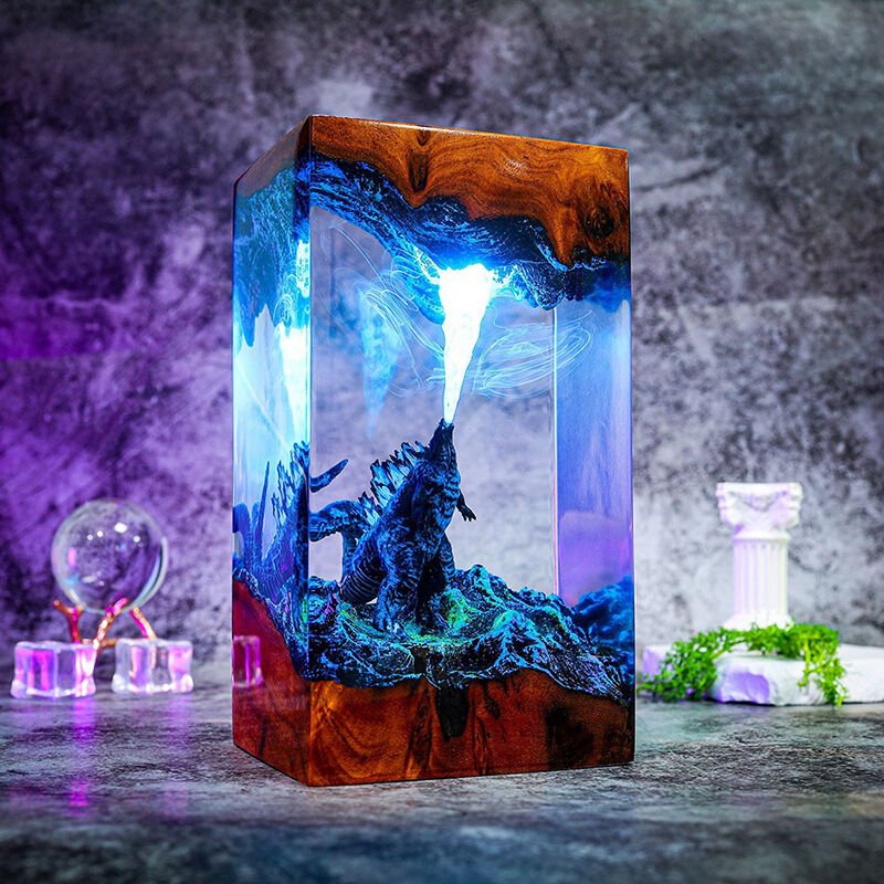 Dinosaur Resin Wood Lamp Funny Gift for Friend