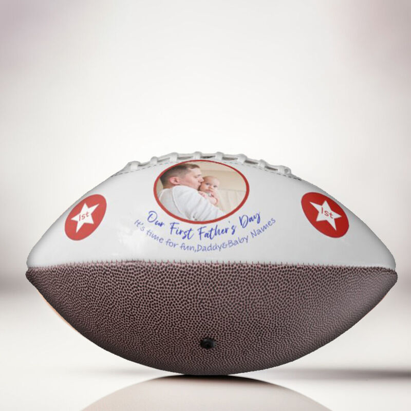 Customized Football Can Add Baby's Photos as First Father's Day Gift for New Dad
