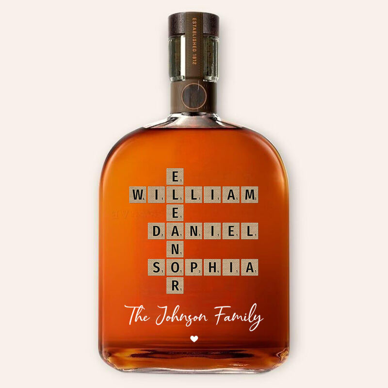 Personalized Scrabble Whiskey Bottle with Custom Name Creative Gift for Your Family