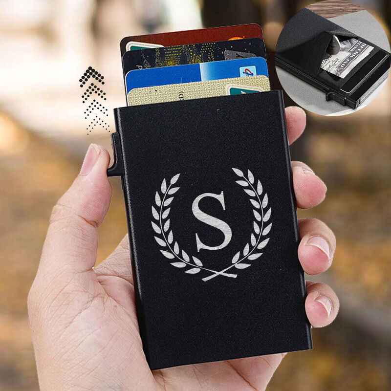 Personalized Pop up Card Holder Custom Initial Gift for Men