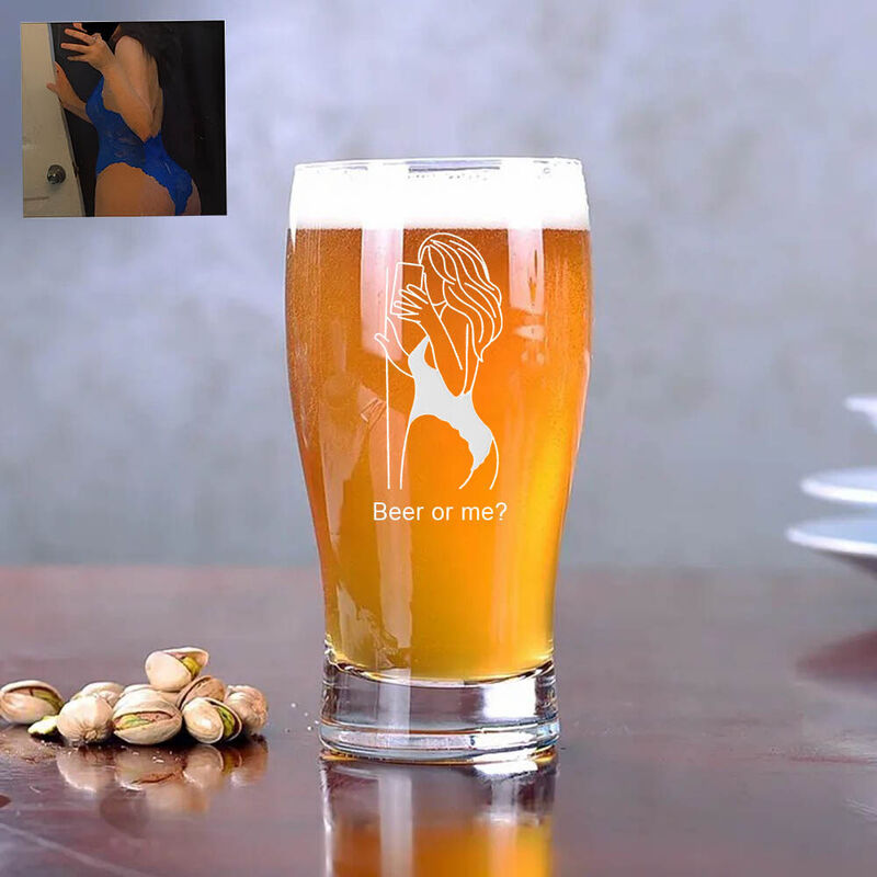 Personalized Picture Beer Glass with Custom Text Perfect Gift for Husband