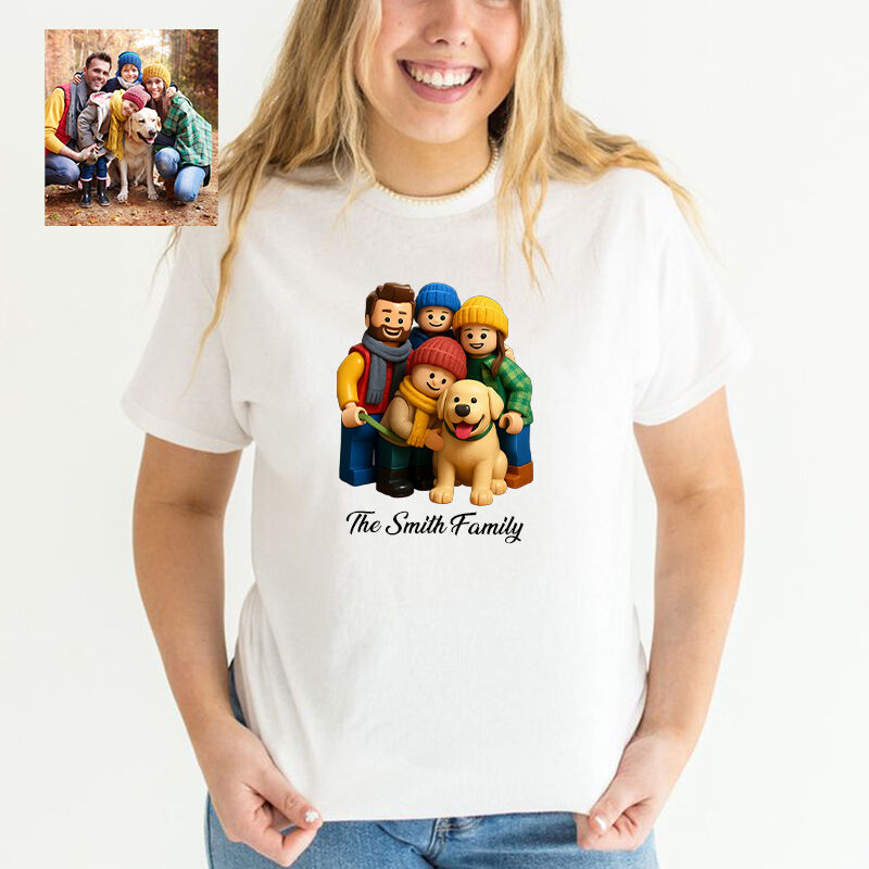 Personalized T-shirt Custom Family Photo Building Block Style Design Adorable Gift for Family