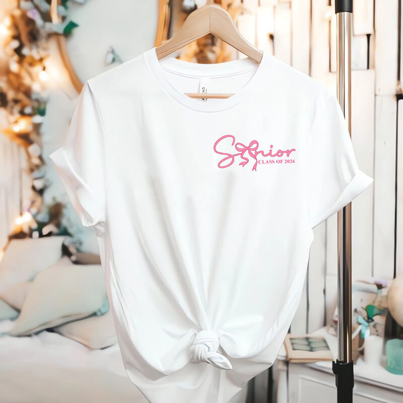 Personalized T-shirt Senior Class of 2026 Exquisite Bow Print Design Gift for Her Graduate