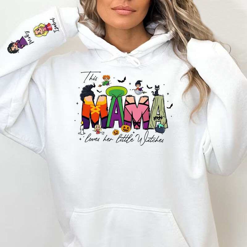 Personalized Hoodie This Mama Loves Her Little Witches Custom Kids Design Attractive Halloween Gift for Mom
