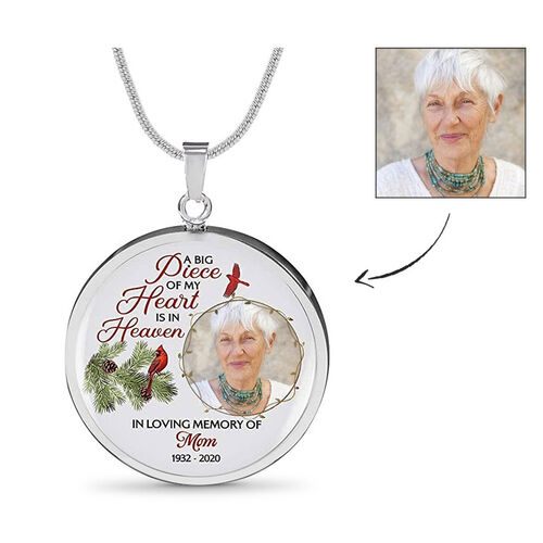 "A Big Piece of My Heart is in Heaven" Custom Photo Necklace