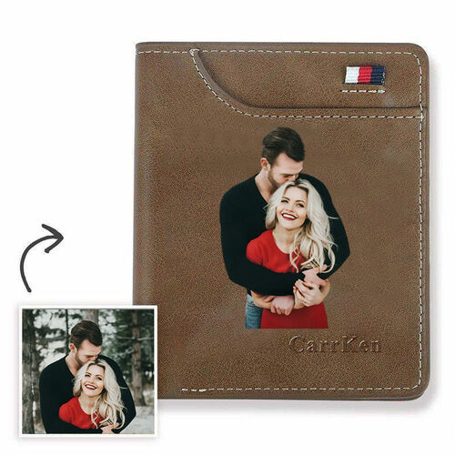 Vertical Wallet For Men In Personalized Color Printing Photo Retro Leather