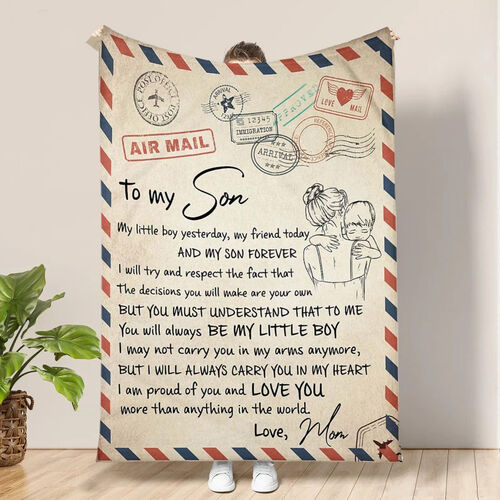 Personalized A Love Letter Blanket Warm Gift to Son from Mom