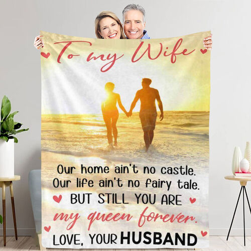"Our Home, Our Life" Personalized Family Love Letter Blanket to Wife from Husband