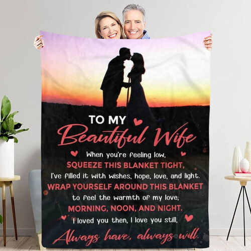 "Morning, Noon & Night" Personalized Family  Love Letter Blanket for Wife from Husband