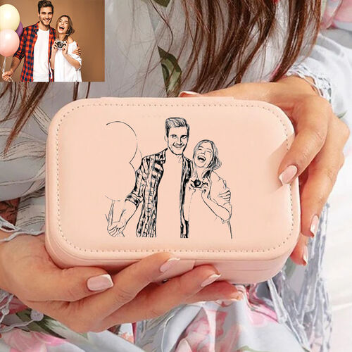 Personalized Jewelry Box Rectangular Custom Sketch Photo for Couple
