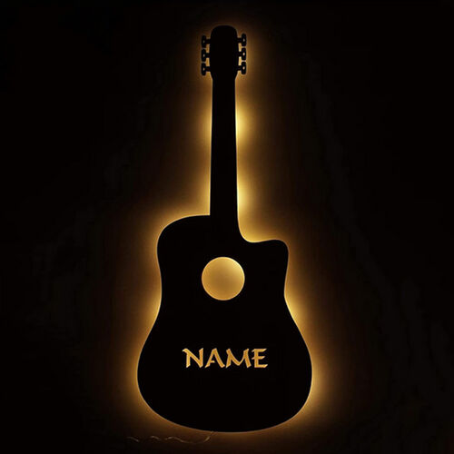 Individuelle Holzlampe Gitarre Nachtlicht Einzigartige Dekoration für Musiker oder Musikliebhaber