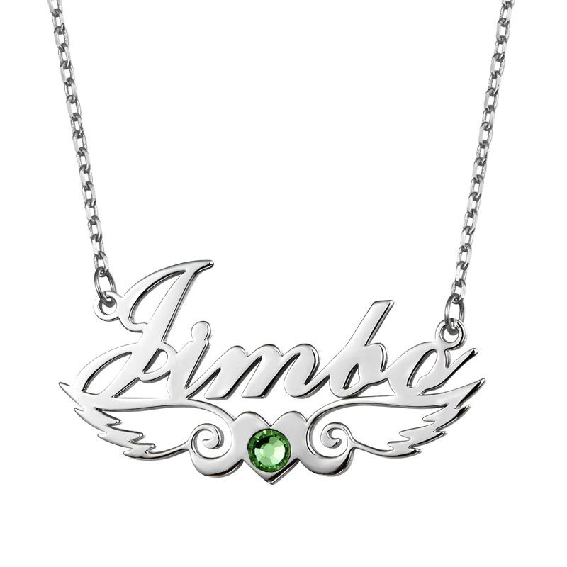 Name Necklace With Birthstone Little Heart Necklace