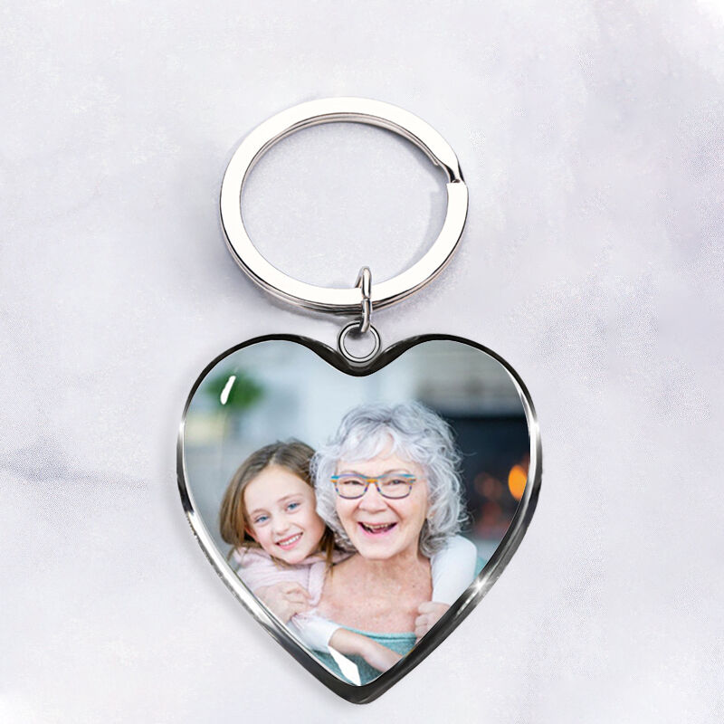 Llavero personalizado de foto de abuela e nieta