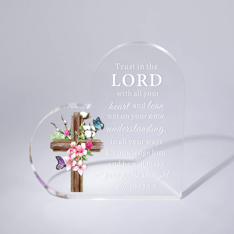 Creative Present "Trust in The Lord with All Your Heart" Heart Shaped Acrylic Plaque