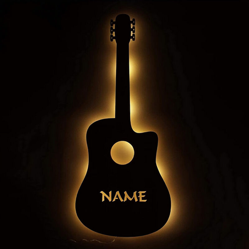 Lampada di legno personalizzata Luce notturna per chitarra Decorazione unica per musicisti o amanti della musica