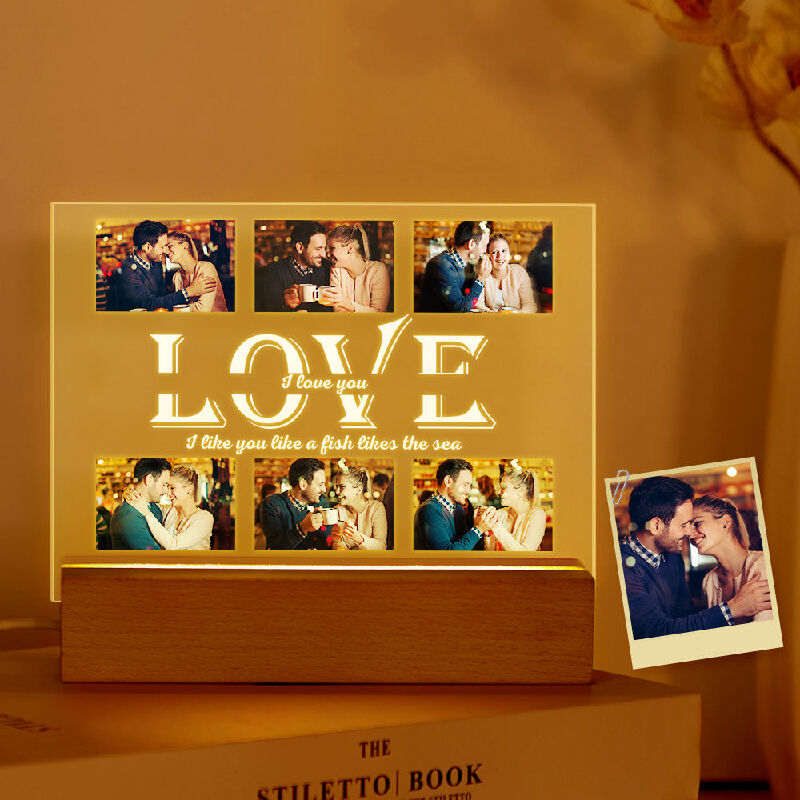 Personalized Engraving And Photo Lamp Interesting And Creative Gift for Couples