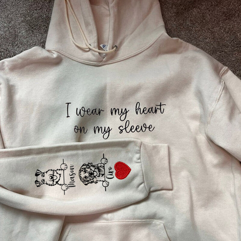 Personalized Hoodie Custom Pet Photo and Name On The Sleeve Unique Gift for Pet Lover